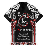 Aotearoa Toitu Te Tiriti-Maori Taniwha Family Matching Off Shoulder Short Dress and Hawaiian Shirt Toitu Te Whenua Toitu Te Reo Maori