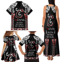 Aotearoa Toitu Te Tiriti-Maori Taniwha Family Matching Tank Maxi Dress and Hawaiian Shirt Toitu Te Whenua Toitu Te Reo Maori
