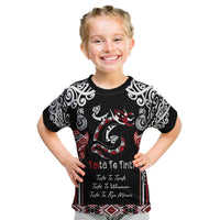 Aotearoa Toitu Te Tiriti-Maori Taniwha Kid T Shirt Toitu Te Whenua Toitu Te Reo Maori