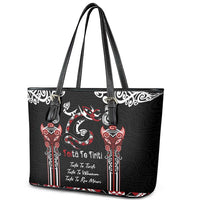 Aotearoa Toitu Te Tiriti-Maori Taniwha Leather Tote Bag Toitu Te Whenua Toitu Te Reo Maori