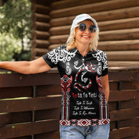 Aotearoa Toitu Te Tiriti-Maori Taniwha Women Polo Shirt Toitu Te Whenua Toitu Te Reo Maori