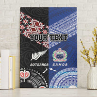 Personalised Aotearoa and Samoa Together Canvas Wall Art Tatau Art Tattoos-Taniko and Tukutuku with Maori Pattern LT03 Without Frame Black - Polynesian Pride