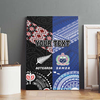 Personalised Aotearoa and Samoa Together Canvas Wall Art Tatau Art Tattoos-Taniko and Tukutuku with Maori Pattern LT03 - Polynesian Pride