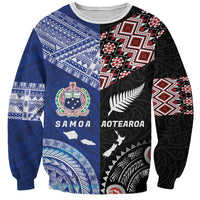 Personalised Aotearoa and Samoa Together Sweatshirt Tatau Art Tattoos-Taniko and Tukutuku with Maori Pattern LT03 Unisex Black - Polynesian Pride