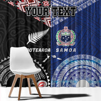 Personalised Aotearoa and Samoa Together Window Curtain Tatau Art Tattoos-Taniko and Tukutuku with Maori Pattern LT03 - Polynesian Pride