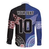 Custom Aotearoa and Samoa Rugby Family Matching Long Sleeve Bodycon Dress and Hawaiian Shirt Maori Warrior and Teuila Emblem-Tatau with Taniko Art