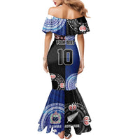 Custom Aotearoa and Samoa Rugby Mermaid Dress Maori Warrior and Teuila Emblem-Tatau with Taniko Art