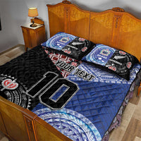 Custom Aotearoa and Samoa Rugby Quilt Bed Set Maori Warrior and Teuila Emblem-Tatau with Taniko Art