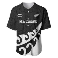 Custom NZ Rugby Baseball Jersey Koru and Silver Fern Sporty Style LT03 Black - Polynesian Pride