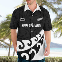 Custom NZ Rugby Hawaiian Shirt Koru and Silver Fern Sporty Style