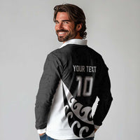 Custom NZ Rugby Long Sleeve Polo Shirt Koru and Silver Fern Sporty Style LT03 - Polynesian Pride