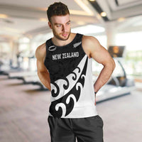 Custom NZ Rugby Men Tank Top Koru and Silver Fern Sporty Style LT03 Black - Polynesian Pride