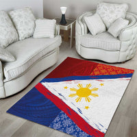 Philippines National Flag Day Area Rug Polynesian and Yakan Tattoo Brush Style