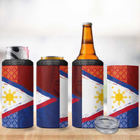 Philippines National Flag Day 4 in 1 Can Cooler Tumbler Polynesian and Yakan Tattoo Brush Style