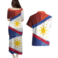 Philippines National Flag Day Couples Matching Puletasi and Hawaiian Shirt Polynesian and Yakan Tattoo Brush Style