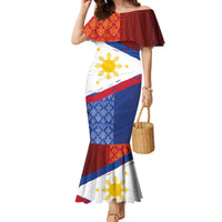Philippines National Flag Day Family Matching Mermaid Dress and Hawaiian Shirt Polynesian and Yakan Tattoo Brush Style