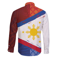 Philippines National Flag Day Family Matching Summer Maxi Dress and Hawaiian Shirt Polynesian and Yakan Tattoo Brush Style
