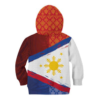 Philippines National Flag Day Kid Hoodie Polynesian and Yakan Tattoo Brush Style