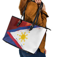 Philippines National Flag Day Leather Tote Bag Polynesian and Yakan Tattoo Brush Style