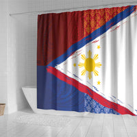 Philippines National Flag Day Shower Curtain Polynesian and Yakan Tattoo Brush Style