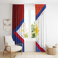 Philippines National Flag Day Window Curtain Polynesian and Yakan Tattoo Brush Style