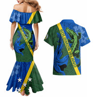 Solomon Island Crocodile and Shark Couples Matching Mermaid Dress and Hawaiian Shirt Polynesian Pattern LT03 - Polynesian Pride
