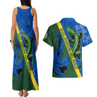 Solomon Island Crocodile and Shark Couples Matching Tank Maxi Dress and Hawaiian Shirt Polynesian Pattern LT03 - Polynesian Pride