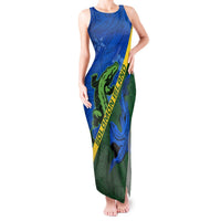 Solomon Island Crocodile and Shark Tank Maxi Dress Polynesian Pattern LT03 Women Blue - Polynesian Pride