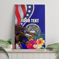 Personalised American Samoa and United States Canvas Wall Art Bald Eagle and Seal Hibiscus Polynesian Pattern LT03 - Polynesian Pride