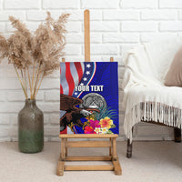 Personalised American Samoa and United States Canvas Wall Art Bald Eagle and Seal Hibiscus Polynesian Pattern LT03 - Polynesian Pride