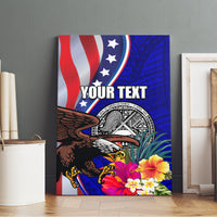 Personalised American Samoa and United States Canvas Wall Art Bald Eagle and Seal Hibiscus Polynesian Pattern LT03 - Polynesian Pride