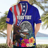 Personalised American Samoa and United States Hawaiian Shirt Bald Eagle and Seal Hibiscus Polynesian Pattern LT03 - Polynesian Pride