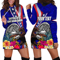 Personalised American Samoa and United States Hoodie Dress Bald Eagle and Seal Hibiscus Polynesian Pattern LT03 - Polynesian Pride