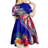 Personalised American Samoa and United States Kid Short Sleeve Dress Bald Eagle and Seal Hibiscus Polynesian Pattern LT03 - Polynesian Pride