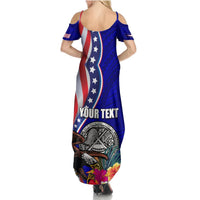 Personalised American Samoa and United States Summer Maxi Dress Bald Eagle and Seal Hibiscus Polynesian Pattern LT03 - Polynesian Pride