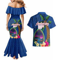 Guam Liberation Day 80th Anniversary Couples Matching Mermaid Dress and Hawaiian Shirt Palm Tree and Seal Artwork Hibiscus Polynesian Pattern LT03 - Polynesian Pride