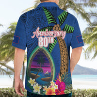 Guam Liberation Day 80th Anniversary Hawaiian Shirt Palm Tree and Seal Artwork Hibiscus Polynesian Pattern LT03 - Polynesian Pride