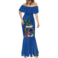 Guam Liberation Day 80th Anniversary Mermaid Dress Palm Tree and Seal Artwork Hibiscus Polynesian Pattern LT03 - Polynesian Pride