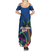 Guam Liberation Day 80th Anniversary Summer Maxi Dress Palm Tree and Seal Artwork Hibiscus Polynesian Pattern LT03 - Polynesian Pride