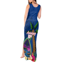 Guam Liberation Day 80th Anniversary Tank Maxi Dress Palm Tree and Seal Artwork Hibiscus Polynesian Pattern LT03 - Polynesian Pride
