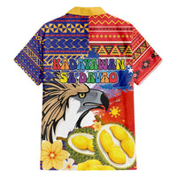 Philippines Kadayawan Family Matching Off Shoulder Short Dress and Hawaiian Shirt Filipino Eagle Durian with Polynesian and Igorots Pattern
