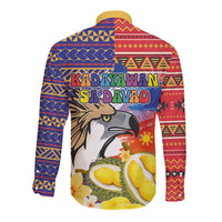 Philippines Kadayawan Long Sleeve Button Shirt Filipino Eagle Durian with Polynesian and Igorots Pattern