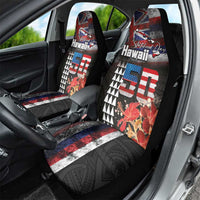 Hawaii Statehood Day Car Seat Cover 50th state of the United States Kakau Tattoos and Hibiscus Grunge - Polynesian Pride
