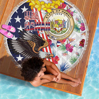 Hawaii and United States Together Beach Blanket Seal of Hawaii and Bald Eagle - Polynesian Pride