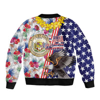 Hawaii and United States Together Bomber Jacket Seal of Hawaii and Bald Eagle - Polynesian Pride