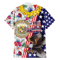 Hawaii and United States Together Family Matching Long Sleeve Bodycon Dress and Hawaiian Shirt Seal of Hawaii and Bald Eagle - Polynesian Pride