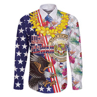 Hawaii and United States Together Family Matching Mermaid Dress and Hawaiian Shirt Seal of Hawaii and Bald Eagle - Polynesian Pride