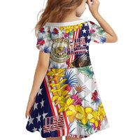 Hawaii and United States Together Family Matching Off Shoulder Maxi Dress and Hawaiian Shirt Seal of Hawaii and Bald Eagle - Polynesian Pride