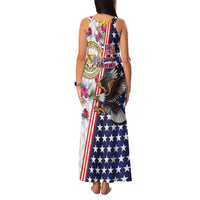 Hawaii and United States Together Family Matching Tank Maxi Dress and Hawaiian Shirt Seal of Hawaii and Bald Eagle - Polynesian Pride