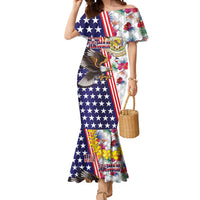 Hawaii and United States Together Mermaid Dress Seal of Hawaii and Bald Eagle - Polynesian Pride